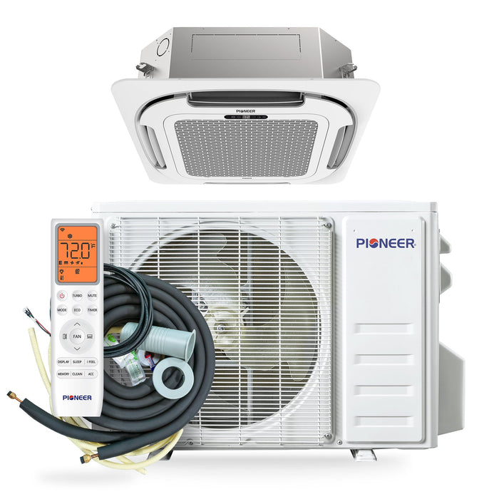 Pioneer® Quantum Ultra™ 12,000 BTU 22 SEER2 230V Ceiling Cassette Ductless Mini-Split Air Conditioner Inverter Heat Pump Full Set