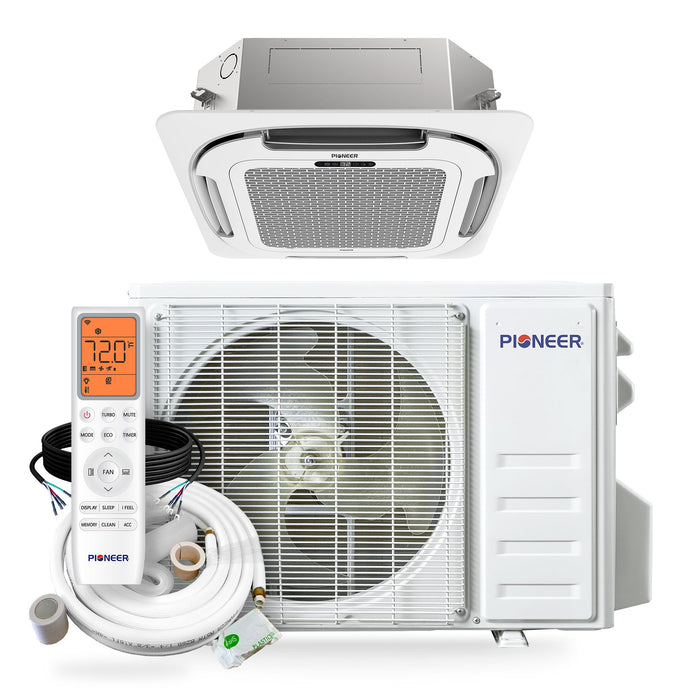 Pioneer® Quantum Ultra™ 9,000 BTU 23 SEER2 230V Ceiling Cassette Ductless Mini-Split Air Conditioner Inverter Heat Pump Full Set