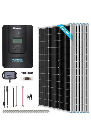 Image of Renogy 600W 12V/24V Monocrystalline Premium Solar Kit With Rover 60A Charge Controller