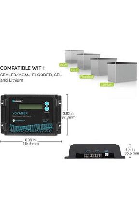 Renogy New Edition Voyager 10A PWM Waterproof Solar Charge Controller