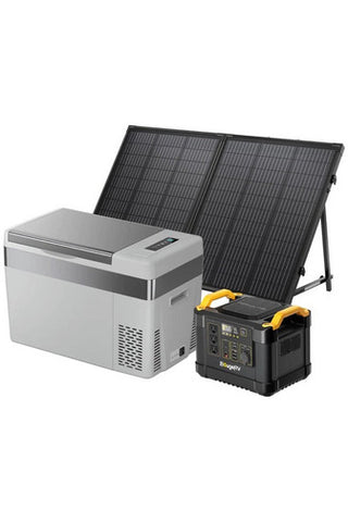 Image of BougeRV 130W Starter Solar Kit with Portable Refrigerator