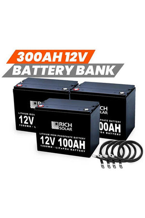 Rich Solar 12V - 300AH - 3.6kWh Lithium Battery Bank - Renewable Outdoors
