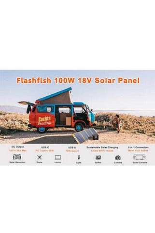Flashfish 18V/100W Foldable Solar Panel - Renewable Outdoors