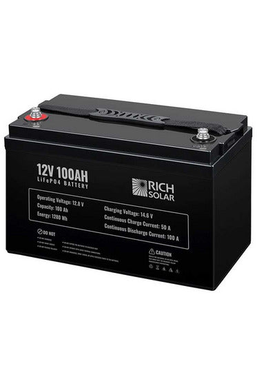 Rich Solar 12V 100Ah LiFePO4 Lithium Iron Phosphate Battery - Renewable Outdoors