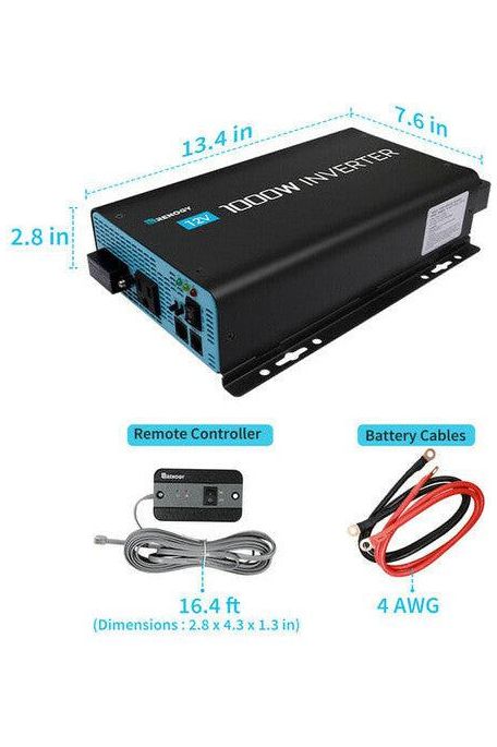 Renogy 1000W 12V Pure Sine Wave Inverter with Power Saving Mode (New Edition)