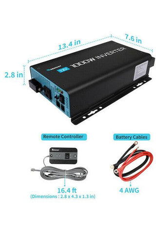 Image of Renogy 1000W 12V Pure Sine Wave Inverter with Power Saving Mode (New Edition)