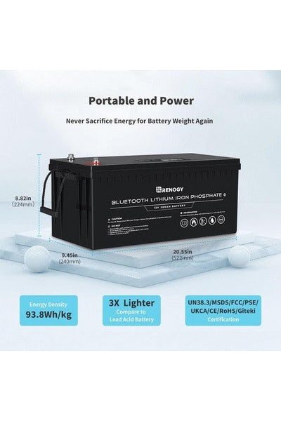 Renogy 12V 200Ah Lithium Iron Phosphate Battery with Bluetooth