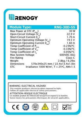 Image of Renogy 12V Monocrystalline Solar Panel