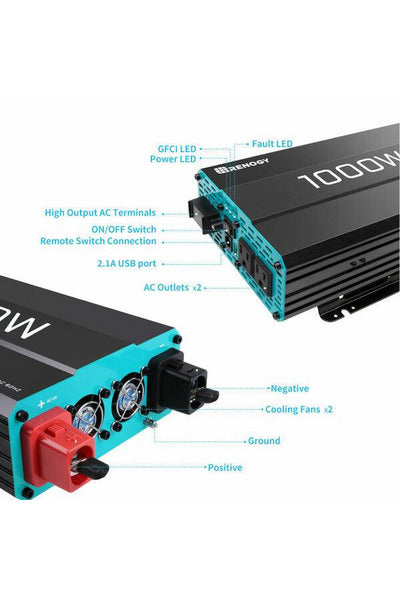 Renogy 1000W 12V Pure Sine Wave Inverter