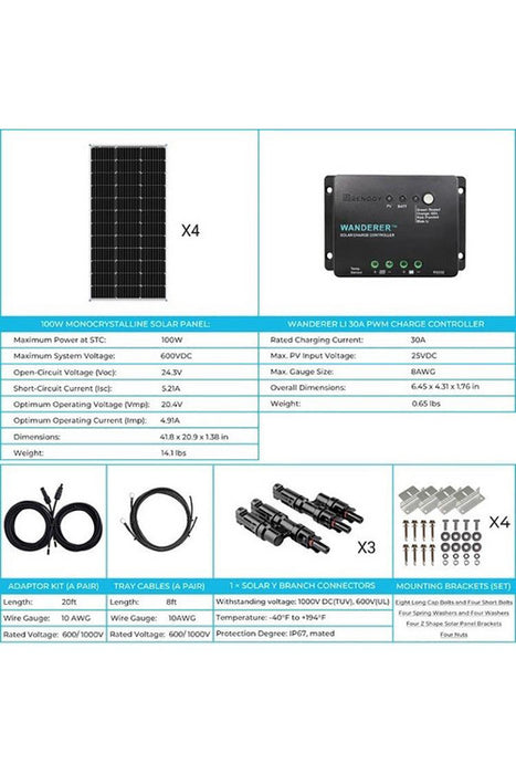 Renogy 400W 12V Monocrystalline Solar Starter Kit