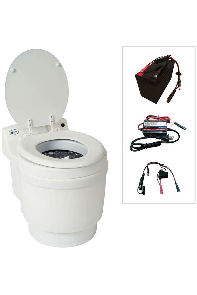 Laveo Dry Flush DF1045 Portable Toilet with Battery, Cable, & Charger