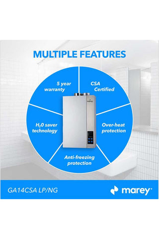 Image of Marey GA 14CSA LP Gas Water Heater 14L - Renewable Outdoors