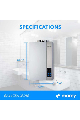 Image of Marey GA 14CSA LP Gas Water Heater 14L - Renewable Outdoors